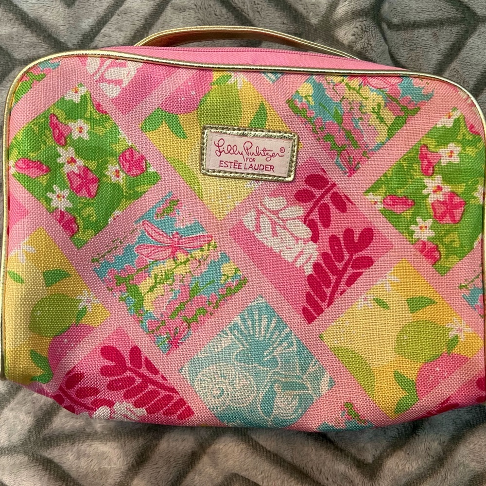 ✨ Lilly Pulitzer Estée Lauder Make Up Cosmetic Pink Floral Bag ✨